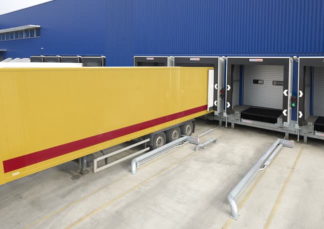 IKEA loading bay where trucks are secured with COMBILOK vehicle restraints